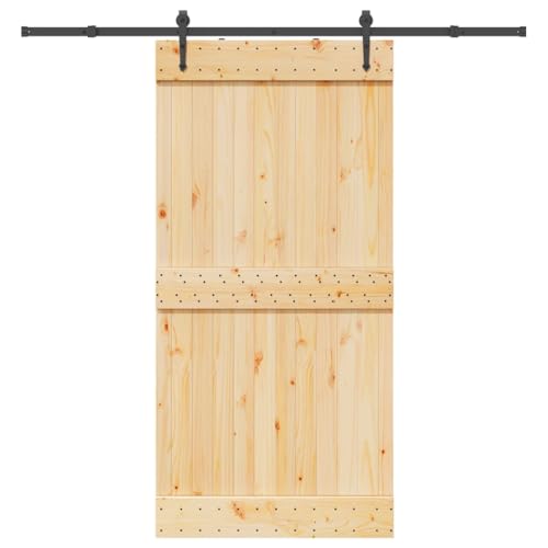 Schiebetür mit Beschlag, Schiebetor im Scheunenstil, Platzsparende Scheunentür für Schlafzimmer, Wohnzimmer, Lagerhaus, 100x210 cm Massivholz Kiefer Schiebetür mit Beschlag, Schiebetor im Scheunenstil, Platzsparende Scheunentür für Schlafzimmer, Wohnzimmer, Lagerhaus, 100x210 cm Massivholz Kiefer von SDWEHBJ