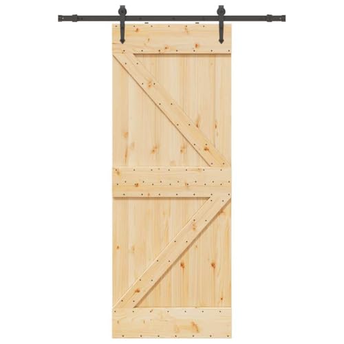 Schiebetür mit Beschlag, Schiebetor im Scheunenstil, Platzsparende Scheunentür für Schlafzimmer, Wohnzimmer, Lagerhaus, 80x210 cm Massivholz Kiefer Schiebetür mit Beschlag, Schiebetor im Scheunenstil, Platzsparende Scheunentür für Schlafzimmer, Wohnzimmer, Lagerhaus, 80x210 cm Massivholz Kiefer von SDWEHBJ