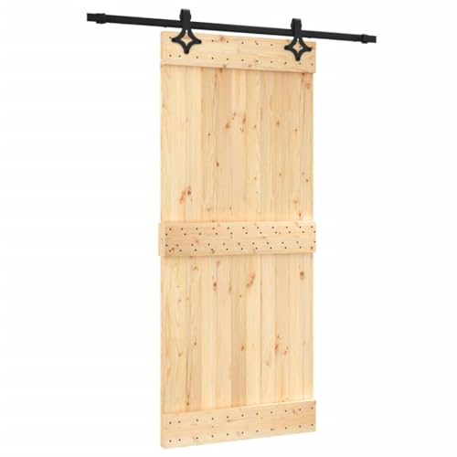 Schiebetür mit Beschlag, Schiebetor im Scheunenstil, Platzsparende Scheunentür für Schlafzimmer, Wohnzimmer, Lagerhaus, 90x210 cm Massivholz Kiefer Schiebetür mit Beschlag, Schiebetor im Scheunenstil, Platzsparende Scheunentür für Schlafzimmer, Wohnzimmer, Lagerhaus, 90x210 cm Massivholz Kiefer von SDWEHBJ