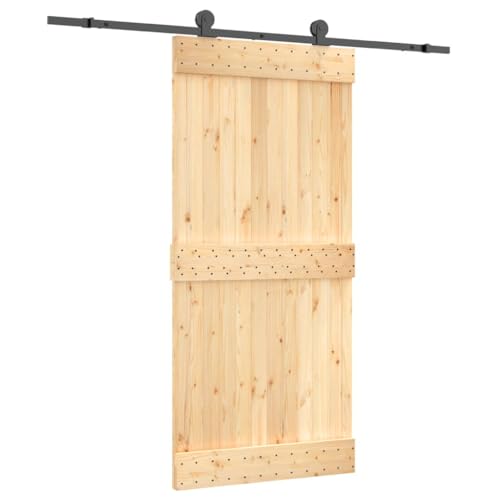 Schiebetür mit Beschlag, Schiebetor im Scheunenstil, Platzsparende Scheunentür für Schlafzimmer, Wohnzimmer, Lagerhaus, 95x210 cm Massivholz Kiefer Schiebetür mit Beschlag, Schiebetor im Scheunenstil, Platzsparende Scheunentür für Schlafzimmer, Wohnzimmer, Lagerhaus, 95x210 cm Massivholz Kiefer von SDWEHBJ