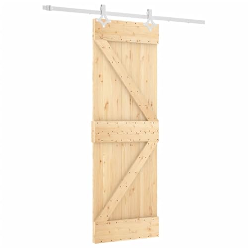 Schiebetür mit Weiß Beschlag, Schiebetor im Scheunenstil, Platzsparende Scheunentür für Schlafzimmer, Wohnzimmer, Lagerhaus, 70x210 cm Massivholz Kiefer Schiebetür mit Weiß Beschlag, Schiebetor im Scheunenstil, Platzsparende Scheunentür für Schlafzimmer, Wohnzimmer, Lagerhaus, 70x210 cm Massivholz Kiefer von SDWEHBJ