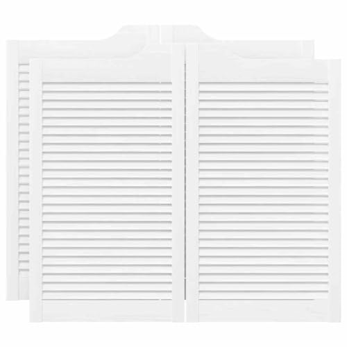 Schwingtüren Lamellen-Design 2-Paar, Saloon-Tür, Hölzerne Café-Pendeltür für Garten, Öffentliche Toilette, Restaurant, Weiß 90x100 cm Massivholz Kiefer Schwingtüren Lamellen-Design 2-Paar, Saloon-Tür, Hölzerne Café-Pendeltür für Garten, Öffentliche Toilette, Restaurant, Weiß 90x100 cm Massivholz Kiefer von SDWEHBJ