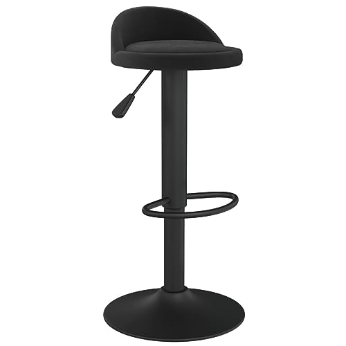Barhocker, Hocker mit Gepolsterte Sitzfläche, Modern Arbeitshocker für Bar Bistro Café, Höhenverstellbar, 360° Drehbar, 36x38x(72-94) cm Schwarz Samt von SDWEHO7