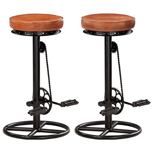 Barhocker 2er Set, Barstuhl für die Küche mit Fußstütze, Stabiles Metallgestell, Taverne Stühle für Restaurant, 44x44x75 cm Schwarz und Braun Echtes Ziegenleder Barhocker 2er Set, Barstuhl für die Küche mit Fußstütze, Stabiles Metallgestell, Taverne Stühle für Restaurant, 44x44x75 cm Schwarz und Braun Echtes Ziegenleder von SDWEHO7