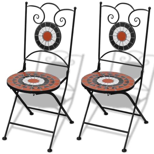 Bistrostühle Klappbar 2er Set, Freizeitstuhl, Outdoor Stühle für Balkon, Terrasse, Garten, Robust und langlebig, Leicht zu reinigen, 37 x 41 x 89 cm Keramik Terrakottafarben und Weiß Bistrostühle Klappbar 2er Set, Freizeitstuhl, Outdoor Stühle für Balkon, Terrasse, Garten, Robust und langlebig, Leicht zu reinigen, 37 x 41 x 89 cm Keramik Terrakottafarben und Weiß von SDWEHO7