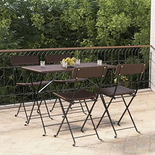 Bistrostühle Klappbar 4er Set, Freizeitstuhl, Outdoor Stühle für Terrasse, Garten, Patio, Robust und langlebig, 40 x 45 x 79 cm Braun Poly Rattan und Stahl von SDWEHO7