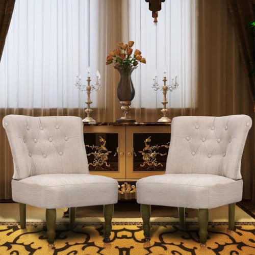 Französische Stühle 2er Set mit Rückenlehne, Esszimmerstühle, Gepolsterter Loungesessel für Küche, Restaurant, Wohnzimmer, Robust, 54x66.5x70 cm Creme Stoff Französische Stühle 2er Set mit Rückenlehne, Esszimmerstühle, Gepolsterter Loungesessel für Küche, Restaurant, Wohnzimmer, Robust, 54x66.5x70 cm Creme Stoff von SDWEHO7