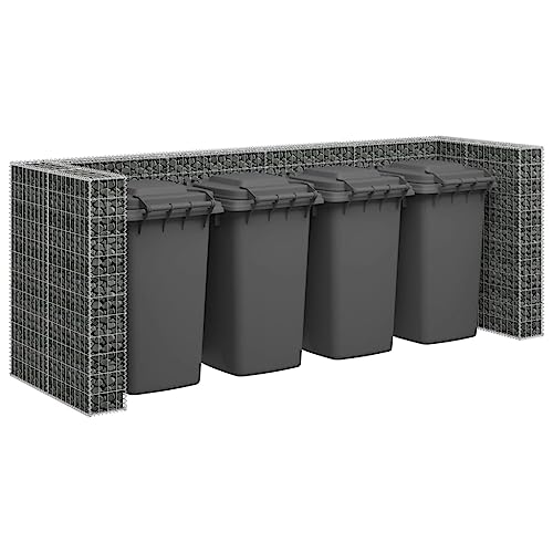 Gabionenwand für 4 Mülltonne, langlebige Aufbewahrungslösung für den Außenbereich, ideal für Garten und Hof, Verzinkter Stahl 320×100×120 cm Gabionenwand für 4 Mülltonne, langlebige Aufbewahrungslösung für den Außenbereich, ideal für Garten und Hof, Verzinkter Stahl 320×100×120 cm von SDWEHO7