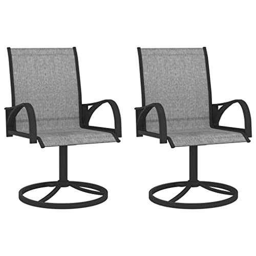 Garten-Drehstühle 2er Set, Freizeitstuhl, Outdoor Stühle für Hinterhof, Terrasse, Rostfrei und witterungsbeständig, 57,5 x 72 x 94 cm Textilene and Stahl Grau von SDWEHO7
