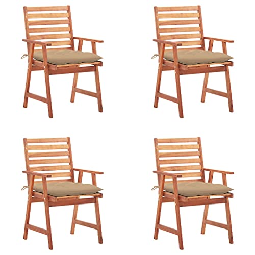 Garten-Essstühle mit Beige Kissen, 4er Set, Outdoor Stühle für Balkon, Terrasse, Patio, Robust und langlebig, 56 x 62 x 92 cm Massivholz Akazie Garten-Essstühle mit Beige Kissen, 4er Set, Outdoor Stühle für Balkon, Terrasse, Patio, Robust und langlebig, 56 x 62 x 92 cm Massivholz Akazie von SDWEHO7