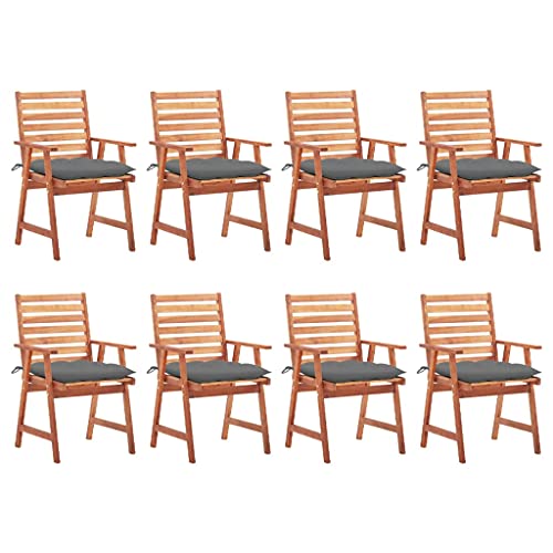 Garten-Essstühle mit Grau Kissen, 8er Set, Outdoor Stühle für Balkon, Terrasse, Patio, Robust und langlebig, 56 x 62 x 92 cm Massivholz Akazie Garten-Essstühle mit Grau Kissen, 8er Set, Outdoor Stühle für Balkon, Terrasse, Patio, Robust und langlebig, 56 x 62 x 92 cm Massivholz Akazie von SDWEHO7