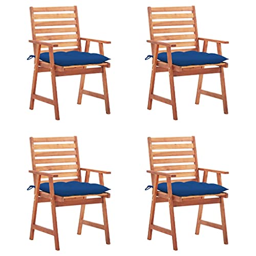 Garten-Essstühle mit Königsblau Kissen, 4er Set, Outdoor Stühle für Balkon, Terrasse, Patio, Robust und langlebig, 56 x 62 x 92 cm Massivholz Akazie Garten-Essstühle mit Königsblau Kissen, 4er Set, Outdoor Stühle für Balkon, Terrasse, Patio, Robust und langlebig, 56 x 62 x 92 cm Massivholz Akazie von SDWEHO7