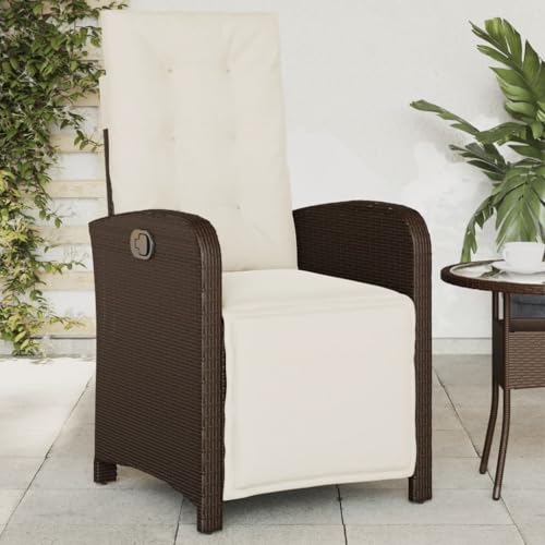 Gartensessel mit Fußteil, Sonnenliege, Outdoor Stühle mit Verstellbarer Rückenlehne für Am Pool, Balkon, Terrasse, 57 x 61 x 93 cm Braun Poly Rattan von SDWEHO7