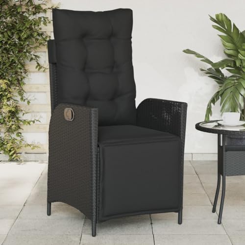 Gartensessel mit Fußteil, Sonnenliege, Outdoor Stühle mit Verstellbarer Rückenlehne für Am Pool, Balkon, Terrasse, 57 x 61 x 93 cm Schwarz Poly Rattan von SDWEHO7