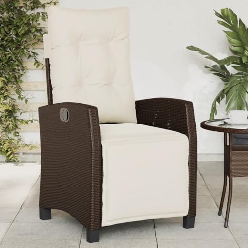 Gartensessel mit Fußteil, Sonnenliege, Outdoor Stühle mit Verstellbarer Rückenlehne für Am Pool, Balkon, Terrasse, 57 x 66 x 93 cm Braun Poly Rattan von SDWEHO7