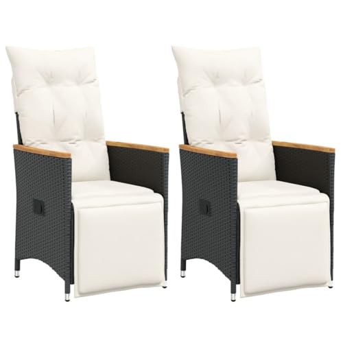 Gartensessel mit Fußteil und Armlehnen 2er Set, Outdoor Stühle mit Verstellbarer Rückenlehne für Garten, Hinterhof, Patio, 56 x 59 x 92 cm Schwarz Poly Rattan Gartensessel mit Fußteil und Armlehnen 2er Set, Outdoor Stühle mit Verstellbarer Rückenlehne für Garten, Hinterhof, Patio, 56 x 59 x 92 cm Schwarz Poly Rattan von SDWEHO7
