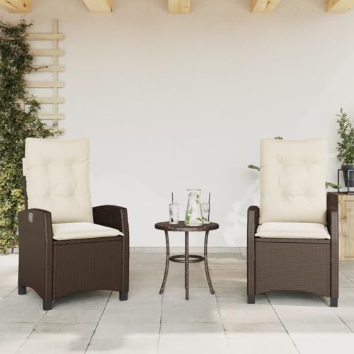 Gartensessel mit Kissen, 2er Set, Sonnenliege, Outdoor Stühle mit Verstellbarer Rückenlehne für Am Pool, Balkon, Terrasse, 57 x 66 x 93 cm Braun Poly Rattan von SDWEHO7