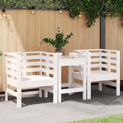 Gartenstühle 2er Set, Freizeitstuhl, Outdoor Stühle für Balkon, Terrasse, Garten, Robust und langlebig, 61,5 x 53 x 71 cm Weiß Massivholz Kiefer Gartenstühle 2er Set, Freizeitstuhl, Outdoor Stühle für Balkon, Terrasse, Garten, Robust und langlebig, 61,5 x 53 x 71 cm Weiß Massivholz Kiefer von SDWEHO7