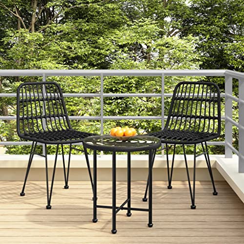 Gartenstühle 2er Set, Freizeitstuhl, Outdoor Stühle für Garten, Hinterhof, Terrasse, Robust und langlebig, UV-Schutz, Schwarz 48x62x84 cm PE-Rattan von SDWEHO7