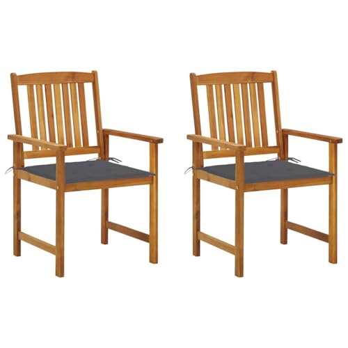 Gartenstühle mit Anthrazit Kissen, 2er Set, Outdoor Stühle für Balkon, Terrasse, Garten, Robust und langlebig, 61 x 57 x 92 cm Massivholz Akazie Gartenstühle mit Anthrazit Kissen, 2er Set, Outdoor Stühle für Balkon, Terrasse, Garten, Robust und langlebig, 61 x 57 x 92 cm Massivholz Akazie von SDWEHO7
