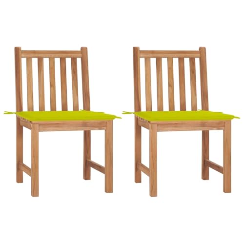 Gartenstühle mit Hellgrün Kissen, 2er Set, Outdoor Stühle für Balkon, Terrasse, Garten, Robust und langlebig, 50 x 53 x 90 cm Massivholz Teak Gartenstühle mit Hellgrün Kissen, 2er Set, Outdoor Stühle für Balkon, Terrasse, Garten, Robust und langlebig, 50 x 53 x 90 cm Massivholz Teak von SDWEHO7