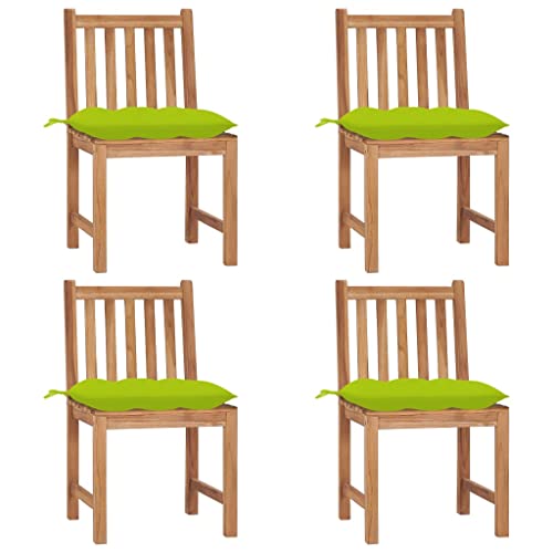 Gartenstühle mit Hellgrün Kissen, 4er Set, Outdoor Stühle für Balkon, Terrasse, Garten, Robust und langlebig, 50 x 53 x 90 cm Massivholz Teak Gartenstühle mit Hellgrün Kissen, 4er Set, Outdoor Stühle für Balkon, Terrasse, Garten, Robust und langlebig, 50 x 53 x 90 cm Massivholz Teak von SDWEHO7
