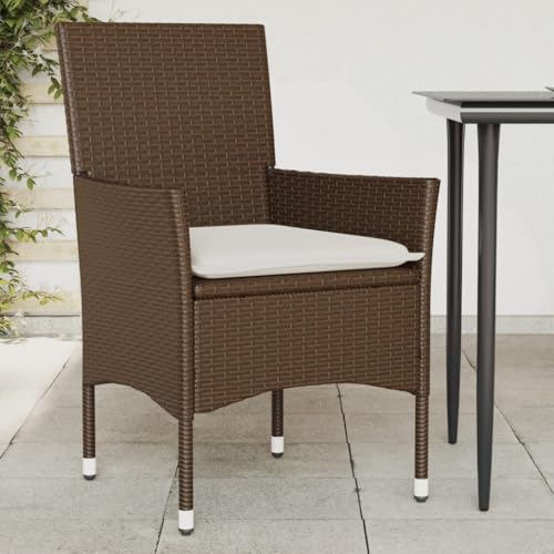 Gartenstühle mit Kissen, 2er Set, Outdoor Stühle für Garten, Hinterhof, Terrasse, Gute Witterungsbeständigkeit, 53 x 61 x 83 cm Braun Poly Rattan Gartenstühle mit Kissen, 2er Set, Outdoor Stühle für Garten, Hinterhof, Terrasse, Gute Witterungsbeständigkeit, 53 x 61 x 83 cm Braun Poly Rattan von SDWEHO7