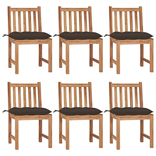 Gartenstühle mit Taupe Kissen, 6er Set, Outdoor Stühle für Balkon, Terrasse, Garten, Robust und langlebig, 50 x 53 x 90 cm Massivholz Teak Gartenstühle mit Taupe Kissen, 6er Set, Outdoor Stühle für Balkon, Terrasse, Garten, Robust und langlebig, 50 x 53 x 90 cm Massivholz Teak von SDWEHO7
