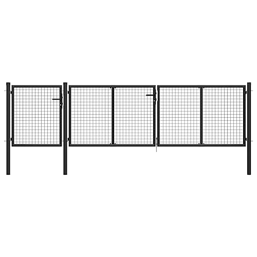 Gartentor mit Schloss und 3 Schlüsseln, Zauntür, Gartenpforte, Einfahrtstor, Hoftür, Robust und langlebig, 400 x 6 x 100 cm Anthrazit Stahl von SDWEHO7