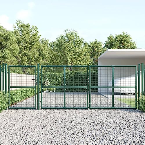 Gartentor mit Schloss und 3 Schlüsseln, Zauntür, Gartenpforte, Einfahrtstor, Hoftür, Robust und langlebig, 400 x 6 x 125 cm Grün Stahl von SDWEHO7
