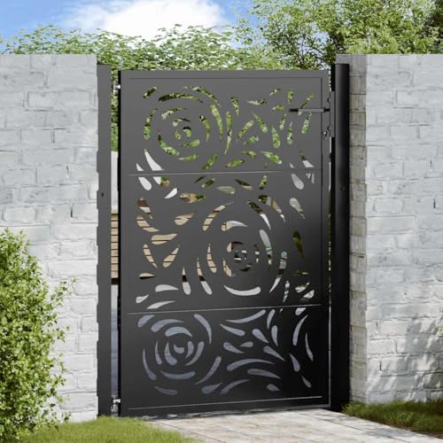 Gartentor mit Schloss und Schlüsseln, Zauntür, Hoftür, Robust und langlebig, Flammen-Design, 85 x 6 x 125 cm Schwarz Wetterfester Stahl Gartentor mit Schloss und Schlüsseln, Zauntür, Hoftür, Robust und langlebig, Flammen-Design, 85 x 6 x 125 cm Schwarz Wetterfester Stahl von SDWEHO7