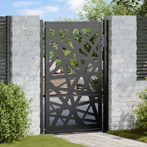 Gartentor mit Schloss und Schlüsseln, Zauntür, Hoftür, Robust und langlebig, Lichtdesign, 85 x 6 x 150 cm Schwarz Wetterfester Stahl Gartentor mit Schloss und Schlüsseln, Zauntür, Hoftür, Robust und langlebig, Lichtdesign, 85 x 6 x 150 cm Schwarz Wetterfester Stahl von SDWEHO7