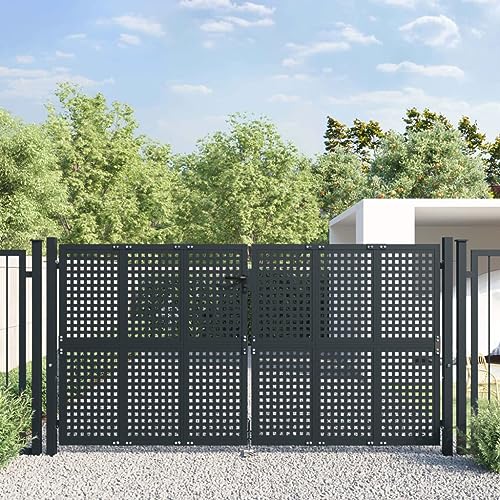 Gartentor mit Schloss und Türklinke, Zauntür, Einfahrtstor, Gartenpforte, Hoftür, Robust und langlebig, 140 x 4 x 150 cm (Torblatt) Anthrazit Stahl von SDWEHO7