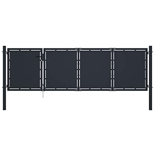 Gartentor mit Schloss und Türklinke, Zauntür, Gartenpforte, Hoftür, Sichtschutzzaun, Robust und langlebig, 350 x 6 x 75 cm Anthrazit Stahl von SDWEHO7
