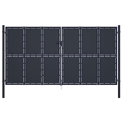 Gartentor mit Schloss und Türklinke, Zauntür, Gartenpforte, Hoftür, Sichtschutzzaun, Robust und langlebig, 400 x 6 x 175 cm Anthrazit Stahl von SDWEHO7