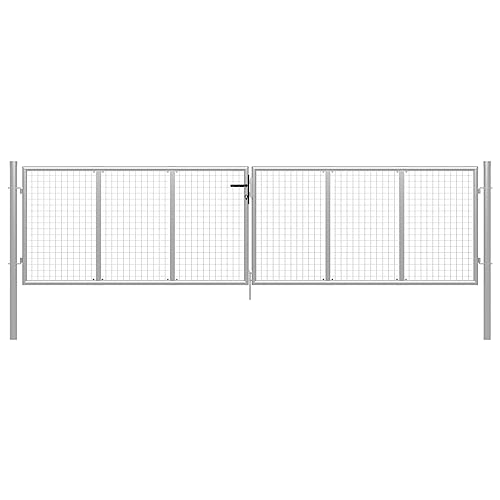 Gartenzaun Tor mit Schloss Türklinke und 3 Schlüsseln, Zauntür, Gartentür, Hoftür, Robust und langlebig, 400 x 6 x 100 cm Silbern Verzinkter Stahl von SDWEHO7