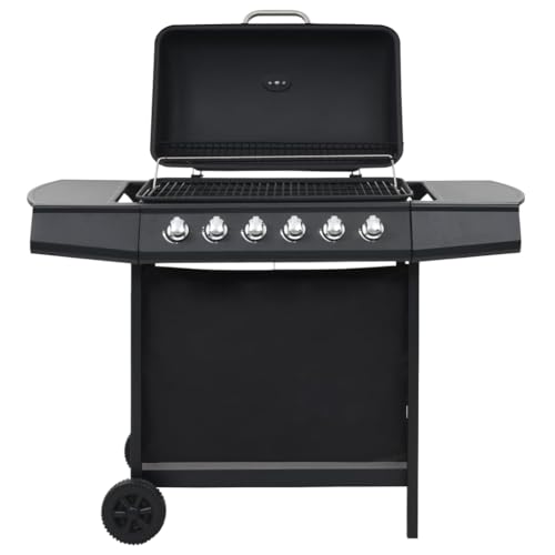 Gasgrill mit 6 Flammen, Holzkohlegrillwagen mit 3 Regale & Rädern, Großer Stauraum, Leicht zu bewegen, 112 x 54 x 98 cm Stahl Schwarz Gasgrill mit 6 Flammen, Holzkohlegrillwagen mit 3 Regale & Rädern, Großer Stauraum, Leicht zu bewegen, 112 x 54 x 98 cm Stahl Schwarz von SDWEHO7