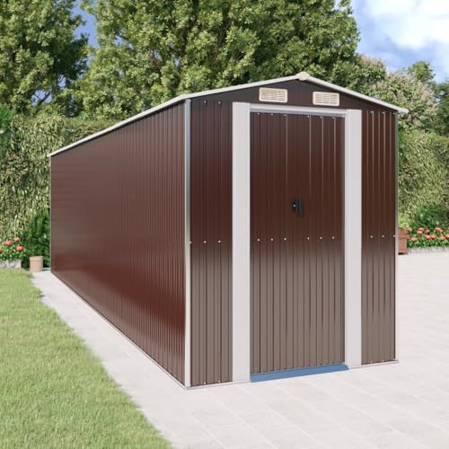 Geräteschuppen mit 2 Schiebetüren & 4 Entlüftungsöffnungen, Gartenhaus für Verschiedene Werkzeuge und Geräte, wetterfest, Dunkelbraun 192x689x223 cm Verzinkter Stahl Geräteschuppen mit 2 Schiebetüren & 4 Entlüftungsöffnungen, Gartenhaus für Verschiedene Werkzeuge und Geräte, wetterfest, Dunkelbraun 192x689x223 cm Verzinkter Stahl von SDWEHO7