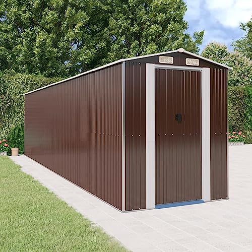 Geräteschuppen mit 2 Schiebetüren & 4 Entlüftungsöffnungen, Gartenhaus für Verschiedene Werkzeuge und Geräte, wetterfest, Dunkelbraun 192x772x223 cm Verzinkter Stahl Geräteschuppen mit 2 Schiebetüren & 4 Entlüftungsöffnungen, Gartenhaus für Verschiedene Werkzeuge und Geräte, wetterfest, Dunkelbraun 192x772x223 cm Verzinkter Stahl von SDWEHO7