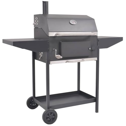 Holzkohlegrill Smoker mit Ablage, Kohlegrillwagen, Grill Grillwagen BBQ mit Deckel, Rädern, Edelstahl-Griff und Thermometer, 127 x 64 x 125 cm Schwarz Stahlkörper Holzkohlegrill Smoker mit Ablage, Kohlegrillwagen, Grill Grillwagen BBQ mit Deckel, Rädern, Edelstahl-Griff und Thermometer, 127 x 64 x 125 cm Schwarz Stahlkörper von SDWEHO7