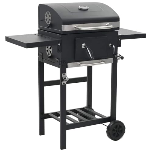 Holzkohlegrill mit Unterer Ablage, Kohlegrillwagen, Grill Grillwagen BBQ Smoker mit Deckel, Rädern, Edelstahl-Griff und Thermometer, 97 x 57 x 99 cm Schwarz Stahl Holzkohlegrill mit Unterer Ablage, Kohlegrillwagen, Grill Grillwagen BBQ Smoker mit Deckel, Rädern, Edelstahl-Griff und Thermometer, 97 x 57 x 99 cm Schwarz Stahl von SDWEHO7