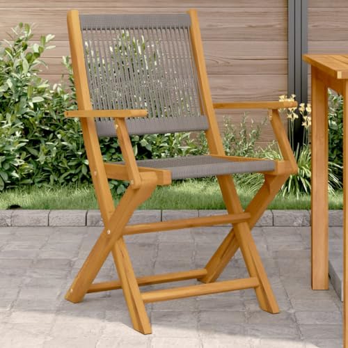 Klappbar Gartenstühle 2er Set, Freizeitstuhl, Outdoor Stühle für Garten, Hinterhof, Terrasse, Robust und langlebig, 54 x 57 x 91 cm Akazie und Grau Polypropylen Klappbar Gartenstühle 2er Set, Freizeitstuhl, Outdoor Stühle für Garten, Hinterhof, Terrasse, Robust und langlebig, 54 x 57 x 91 cm Akazie und Grau Polypropylen von SDWEHO7