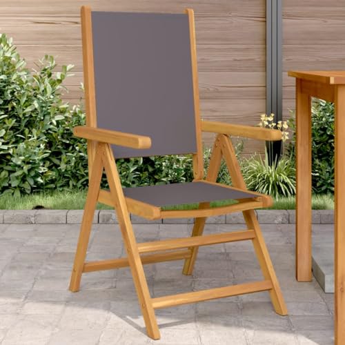 Klappbar Gartenstühle 2er Set, Freizeitstuhl, Outdoor Stühle für Garten, Hinterhof, Terrasse, Robust und langlebig, 57 x 70 x 109 cm Anthrazit Massivholz Akazie & Stoff von SDWEHO7