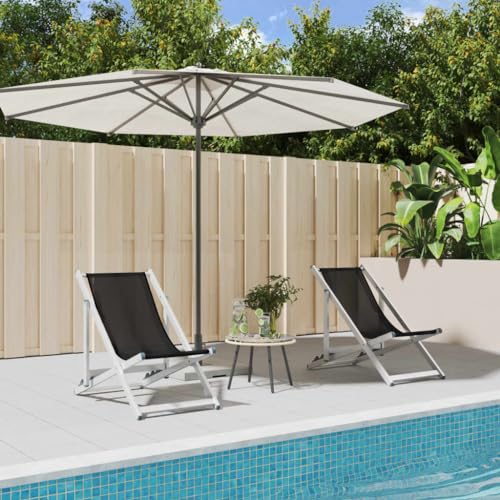 Klappbar Strandstühle 2er Set, Sonnenliege, Outdoor Stühle mit Verstellbarer Rückenlehne für Am Pool, Balkon, Terrasse, 57 x 97,5 x 80 cm Schwarz Aluminium und Textilene Klappbar Strandstühle 2er Set, Sonnenliege, Outdoor Stühle mit Verstellbarer Rückenlehne für Am Pool, Balkon, Terrasse, 57 x 97,5 x 80 cm Schwarz Aluminium und Textilene von SDWEHO7