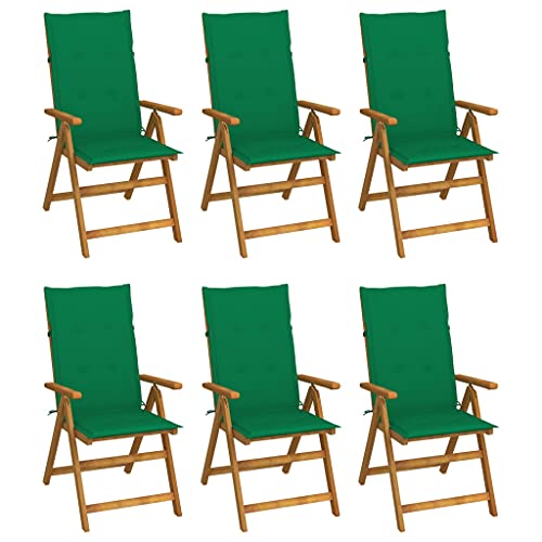 Klappbare Gartenstühle mit Grün Auflagen 6er Set, Garten Sessel für Garten, Hinterhof, Robust und langlebig, 57 x 69 x 111 cm Massivholz Akazie Klappbare Gartenstühle mit Grün Auflagen 6er Set, Garten Sessel für Garten, Hinterhof, Robust und langlebig, 57 x 69 x 111 cm Massivholz Akazie von SDWEHO7