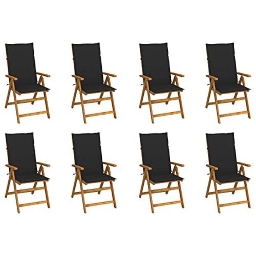 Klappbare Gartenstühle mit Schwarz Auflagen 8er Set, Garten Sessel für Garten, Hinterhof, Robust und langlebig, 57 x 69 x 111 cm Massivholz Akazie Klappbare Gartenstühle mit Schwarz Auflagen 8er Set, Garten Sessel für Garten, Hinterhof, Robust und langlebig, 57 x 69 x 111 cm Massivholz Akazie von SDWEHO7