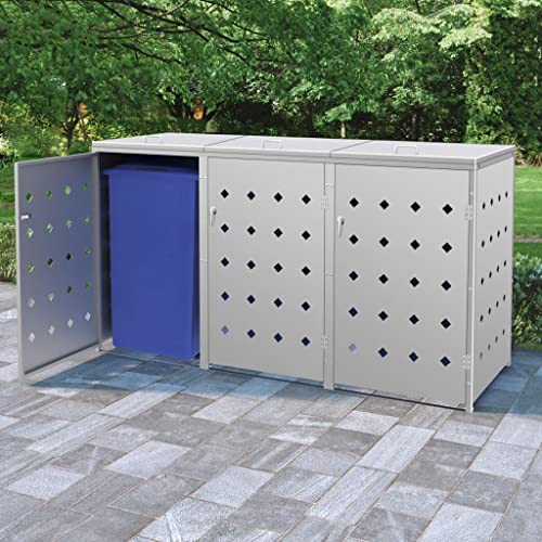 Mülltonnenbox mit Deckel & öffnende Tür für 3 Tonnen, Mülltonnenschuppen für Veranda, Hinterhof, Terrasse, abschließbar, Robust und langlebig, 207 x 77,5 x 115 cm 240 L Edelstahl Mülltonnenbox mit Deckel & öffnende Tür für 3 Tonnen, Mülltonnenschuppen für Veranda, Hinterhof, Terrasse, abschließbar, Robust und langlebig, 207 x 77,5 x 115 cm 240 L Edelstahl von SDWEHO7