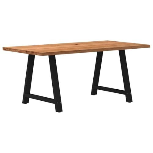 Rechteckig Esstisch, Küchentisch, Industrieller, Metallrahmen, Bartisch für Küche & Esszimmer, Hellbraun 180x90x74 cm Massivholz Eiche, Schwarz Stahl von SDWEHO7