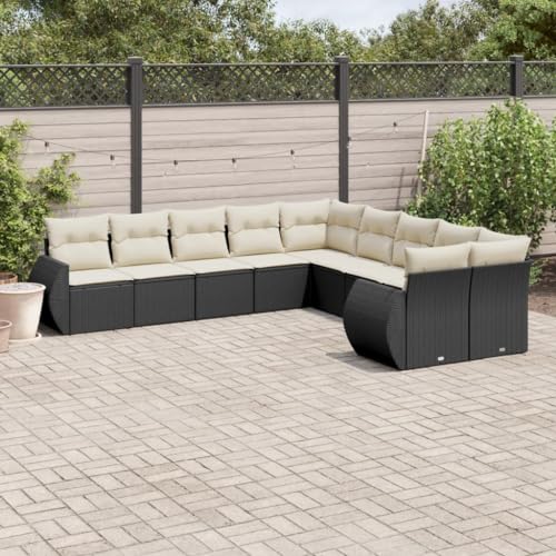SDWEHO7 10er-Set Gartenmöbel, Outdoor Sitzgruppe mit Auflagen, Balkonmöbel Balkonset Terrassenmöbel Garten Lounge Set, Schwarz Poly Rattan SDWEHO7 10er-Set Gartenmöbel, Outdoor Sitzgruppe mit Auflagen, Balkonmöbel Balkonset Terrassenmöbel Garten Lounge Set, Schwarz Poly Rattan von SDWEHO7