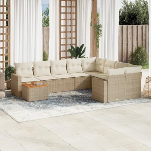 10er-Set Gartenmöbel, Outdoor Sitzgruppe mit Auflagen & Tisch, Balkonmöbel Balkonset Terrassenmöbel Garten Lounge Set, Beige Poly Rattan 10er-Set Gartenmöbel, Outdoor Sitzgruppe mit Auflagen & Tisch, Balkonmöbel Balkonset Terrassenmöbel Garten Lounge Set, Beige Poly Rattan von SDWEHO7